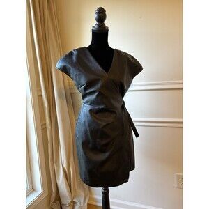 NWT TOPSHOP Black Vegan Leather Cap Sleeve Dress 6